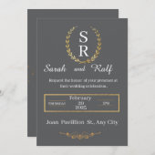 faire-part de mariage classique noir et blanc (Devant / Derrière)