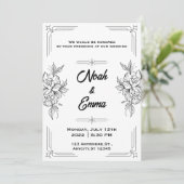 Faire-part de mariage classique noir et blanc (Debout devant)