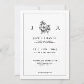 Faire-part de mariage classique noir et blanc élég (Devant)