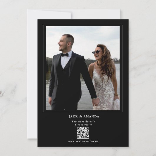 Faire-part de mariage classique noir et blanc élég (Dos)