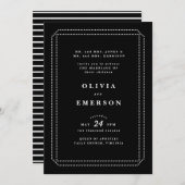 Faire-part de mariage classique noir et blanc, for (Devant / Derrière)