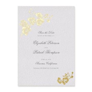 Faire-part de mariage classique Orchid Vows ivoire