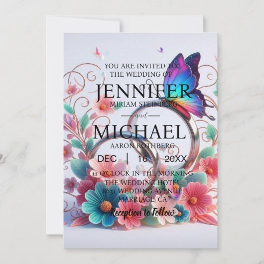 Faire-part de mariage classique Papillons (Devant)