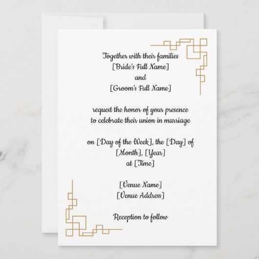 Faire-part de mariage classique personnalisable (Devant)