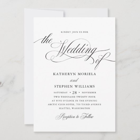 Faire-part de mariage classique romaine de calligr (Devant)