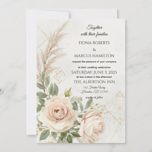 Faire-part de mariage classique Rustique Boho (Devant)