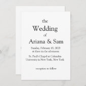 Faire-part de mariage classique simple (Devant / Derrière)