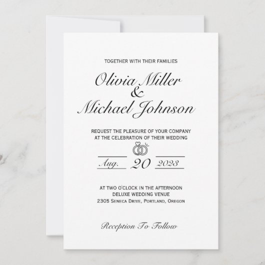 Faire-part de mariage classique simple (Devant)