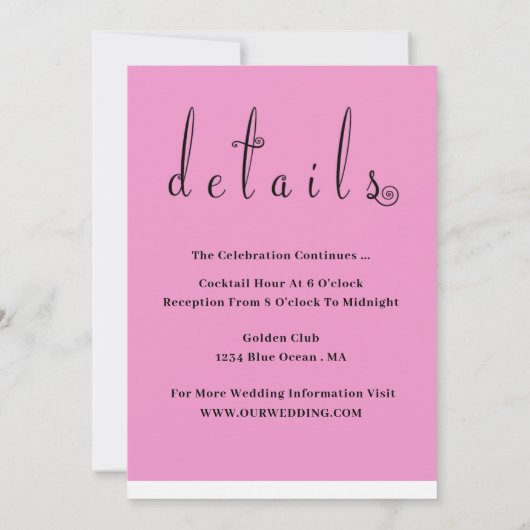 Faire-part de mariage classique tout-en-un simple (Dos)