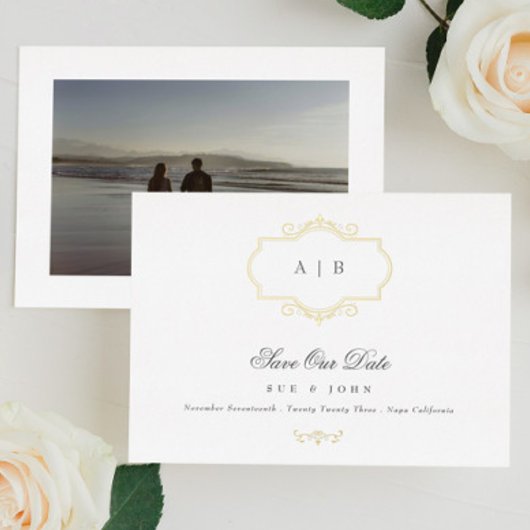 faire-part de mariage classique traditionnel or