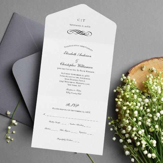 Faire-Part de Mariage Classique Traditionnel Tout-