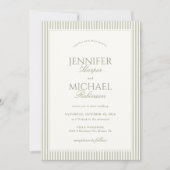 Faire-part de mariage classique vert sauge (Devant)
