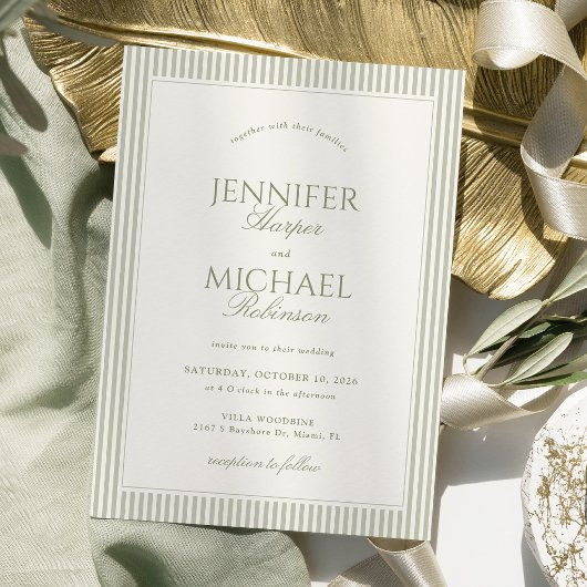 Faire-part de mariage classique vert sauge
