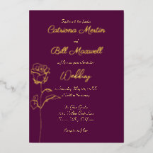 Faire-part de mariage classique violet prune et or