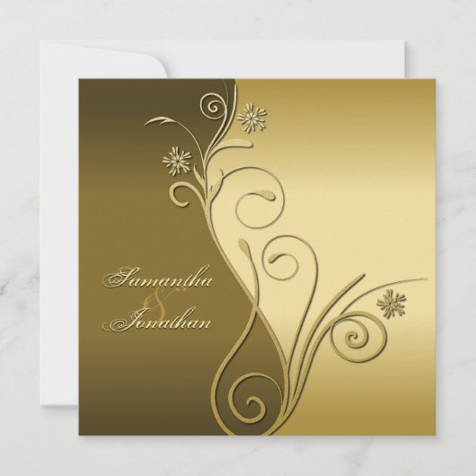 faire-part de mariage Classy Brown Gold Floral (Devant)