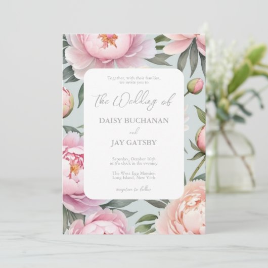 Faire-part de mariage Classy Peony (Debout devant)