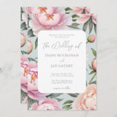 Faire-part de mariage Classy Peony (Devant / Derrière)