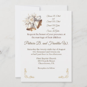 Faire-part de mariage Cloches de mariage Blanc et