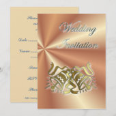 Faire-part de mariage Cloches de mariage dorées (Devant / Derrière)