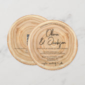 Faire-Part de Mariage Code QR Bois Rustique (Devant / Derrière)