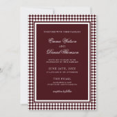 Faire-part de mariage Code QR Bordure Arlequin Bou (Devant)