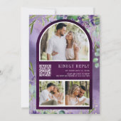 Faire-part de mariage code QR lavande eucalyptus p (Dos)