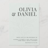 Faire-Part de Mariage Code QR Photo Botanique Vert (Devant)