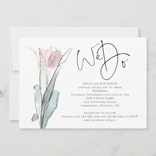 Faire-Part de Mariage Code QR Photo Nous Script Mi (Devant)
