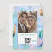 Faire-part de mariage code QR rose bleu abstrait c (Dos)