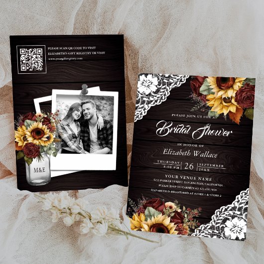 Faire-part de Mariage Code QR Roses de Bourgogne T