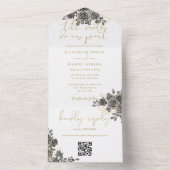 Faire-part de mariage Code QR Roses gothiques en o (À l'intérieur)