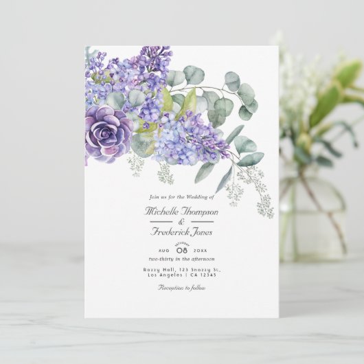 Faire-part de mariage code QR RSVP Eucalyptus Succ (Debout devant)