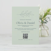 Faire-part de mariage Code QR Sage Olive Branch (Debout devant)