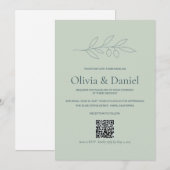 Faire-part de mariage Code QR Sage Olive Branch (Devant / Derrière)