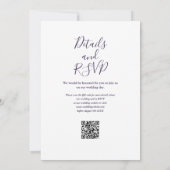 Faire-part de mariage Code QR Violet Guirlande Lum (Dos)