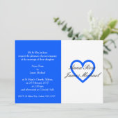 Faire-part de mariage Coeur bleu (Debout devant)