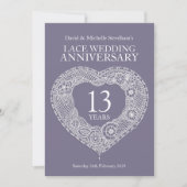 Faire-part de mariage coeur dentelle 13 ans (Devant)