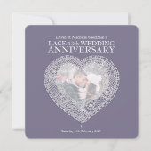 Faire-part de mariage coeur dentelle 13 ans (Devant)