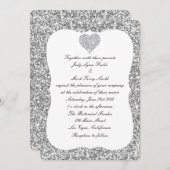 Faire-part de mariage coeur diamant Parties scinti (Devant / Derrière)