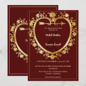 Faire-Part de Mariage Cœur d'Or (Devant / Derrière)