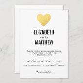 Faire-part de mariage | coeur d'or | Carte invitat (Devant / Derrière)