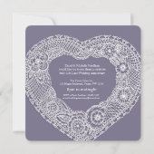 Faire-part de mariage coeur en dentelle 13 ans de (Dos)