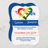 Faire-part de mariage coeur LGBT Pride (Devant / Derrière)