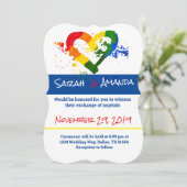 Faire-part de mariage coeur LGBT Pride (Debout devant)