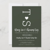 Faire-part de mariage cœur typographie vert olive (Devant)