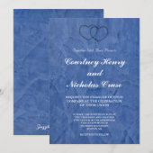 Faire-part de mariage Cœurs bleus toscans (Devant / Derrière)