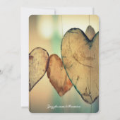 Faire-part de mariage coeurs bokeh rustique (Dos)