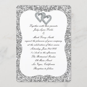 Faire-part de mariage Coeurs Diamants Parties scin