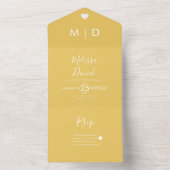 Faire-part de mariage cœurs jaunes gras tout en un (À l'intérieur)