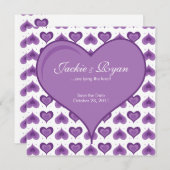 Faire-part de mariage Coeurs mignons pourpre (Devant / Derrière)